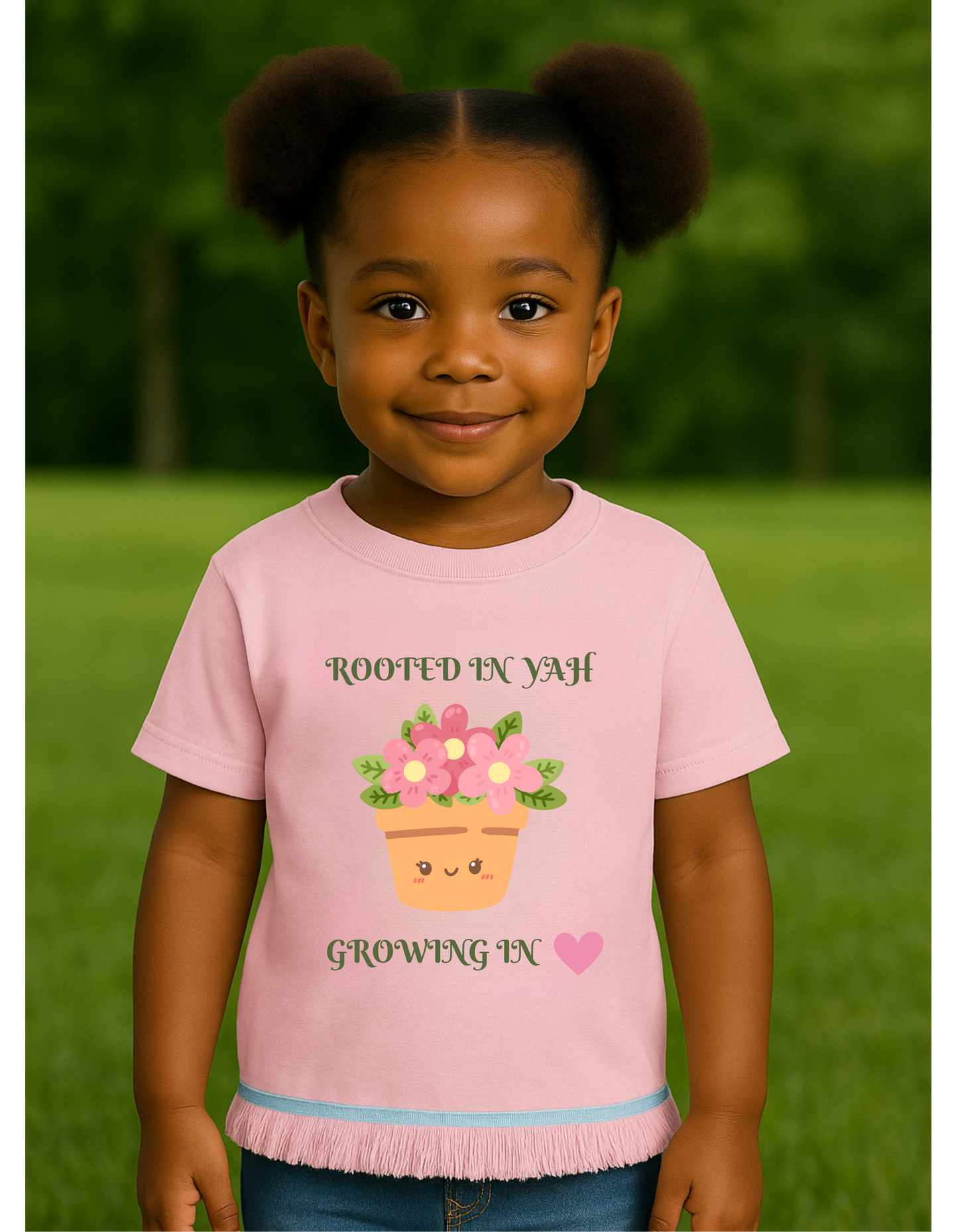 Rooted in YAH, Growing In Love - 100% Cotton Kids Shirt