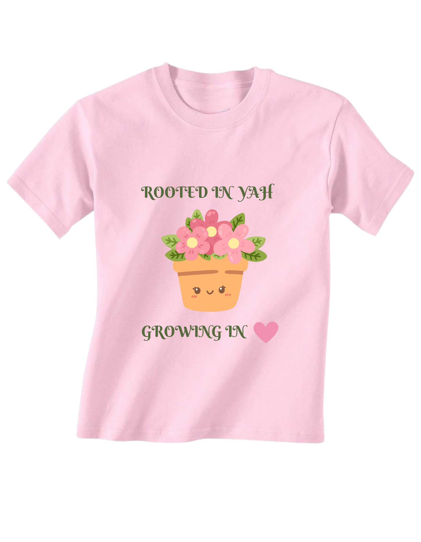 Rooted in YAH, Growing In Love - 100% Cotton Kids Shirt