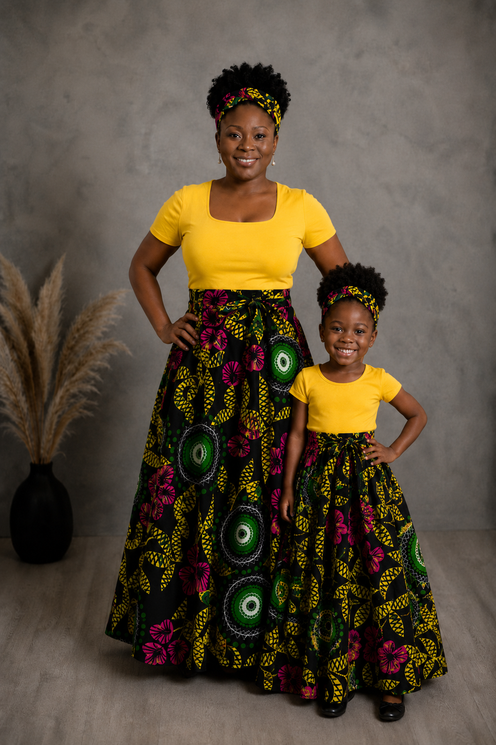 African Maxi Skirt - Circle Flower Print